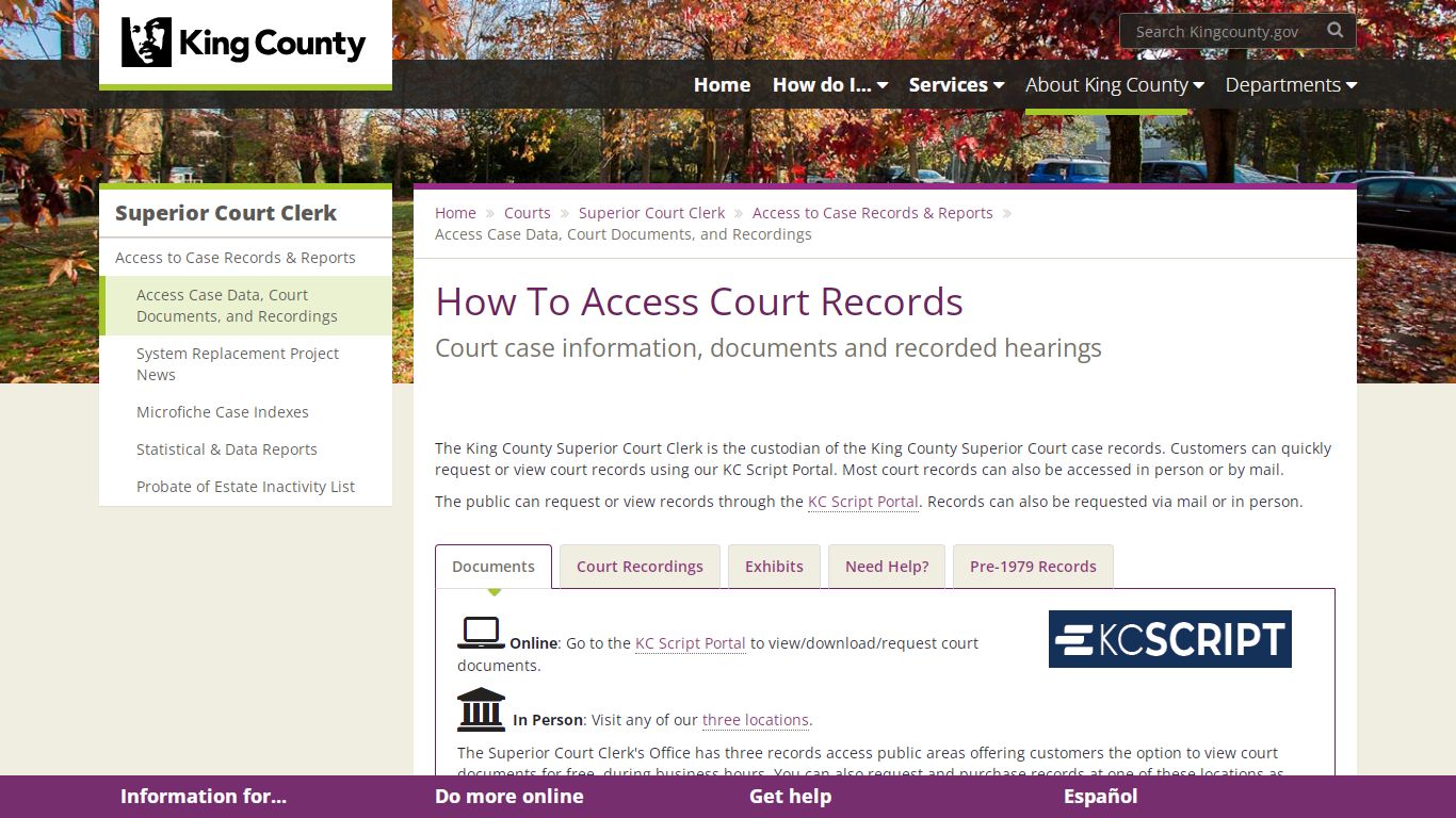 How To Access Court Records - King County