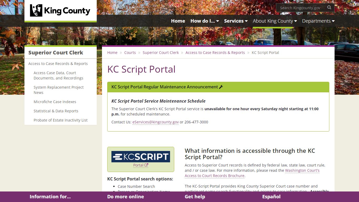KC Script Portal - King County - King County, Washington